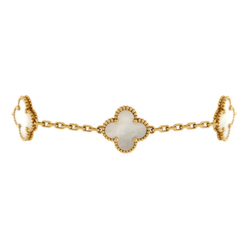 Van Cleef & Arpels Vintage Alhambra 5 Motifs Bracelet 18K Yellow Gold and Mother of Pearl