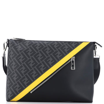 Fendi Front Zip Messenger Zucca Coated Canvas and Leather Large