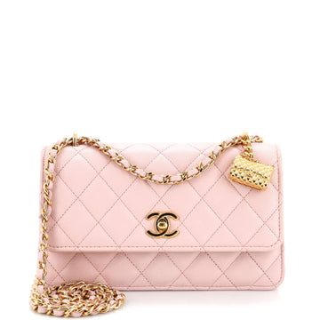 Chanel CC Handbag Charm Flap Wallet on Chain Quilted Caviar