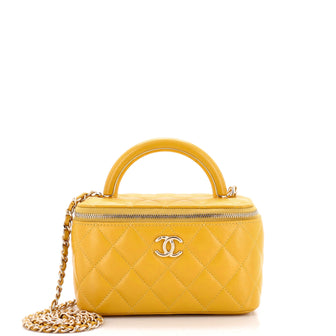 Chanel Charming Handle Vanity Case with Chain Quilted Lambskin Small