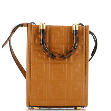 Fendi Sunshine Shopper Tote Zucca Embossed Leather Mini