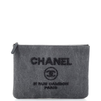 Chanel Deauville Pouch Denim with Sequins Medium