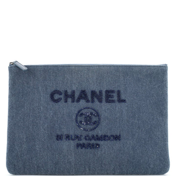 Chanel Deauville Pouch Denim with Sequins Large