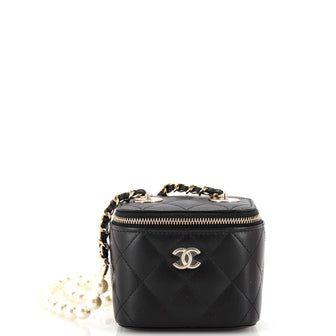 Chanel Vanity Case with Pearl Chain Quilted Lambskin Mini