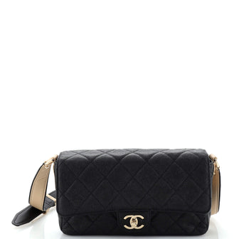 Chanel Buckle Strap CC Messenger Bag Quilted Caviar Medium