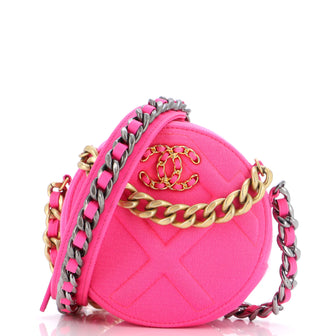 Chanel 19 Round Clutch with Chain Quilted Jersey