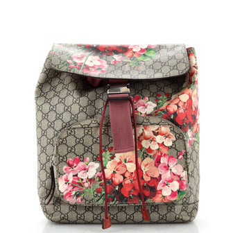 Gucci Buckle Backpack Blooms Print GG Coated Canvas Medium