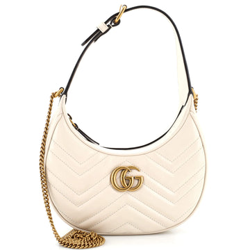 Gucci GG Marmont Half Moon Hobo Leather Mini