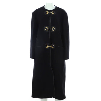 Gucci Women's Horsebit Toggle Collarless Millitary Coat Wool Blend