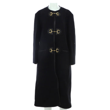 Gucci Women's Horsebit Toggle Collarless Millitary Coat Wool Blend