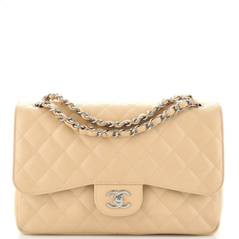 Chanel Vintage Classic Double Flap Bag Quilted Caviar Jumbo