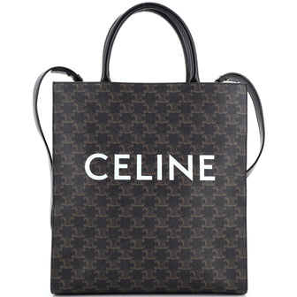 Celine Vertical Cabas Tote Triomphe Coated Canvas Small