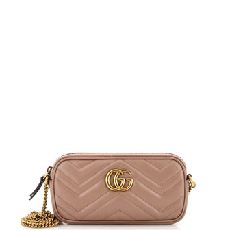 Gucci GG Marmont Chain Crossbody Bag Matelasse Leather Mini
