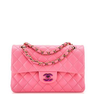 Chanel Classic Double Flap Bag Quilted Lambskin with Rainbow Hardware Small