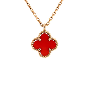 Van Cleef & Arpels Sweet Alhambra Pendant Necklace 18K Rose Gold and Carnelian