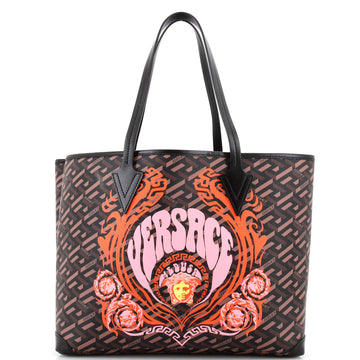 Versace Shopping Tote (Outlet) Printed La Greca Signature Coated Canvas Medium