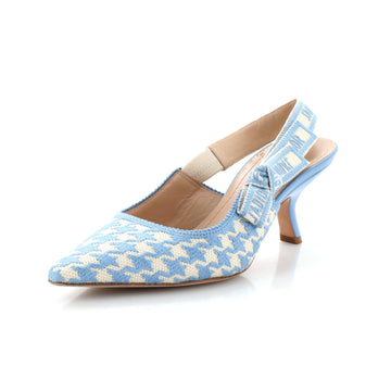 Christian Dior Women's J'Adior Slingback Pumps Houndstooth Embroidered Cotton 65