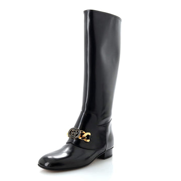 Gucci Women's Interlocking G Chain Knee High Boots Leather