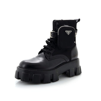 Prada Monolith Combat Boots Leather and Nylon