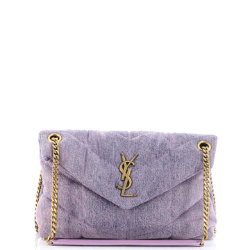 Saint Laurent Loulou Puffer Shoulder Bag Quilted Vintage Denim Small