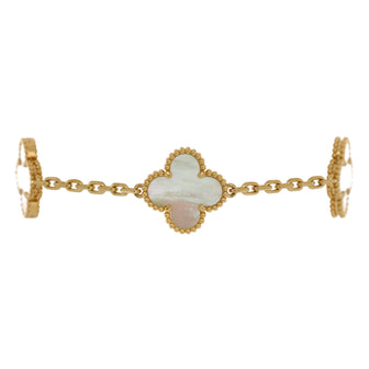 Van Cleef & Arpels Vintage Alhambra 5 Motifs Bracelet 18K Yellow Gold and Mother of Pearl