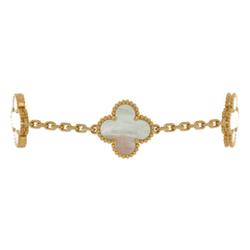 Van Cleef & Arpels Vintage Alhambra 5 Motifs Bracelet 18K Yellow Gold and Mother of Pearl