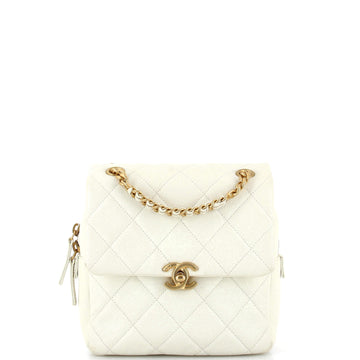 Chanel Chain Melody Flap Backpack Quilted Caviar Small