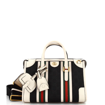 Gucci Bauletto Top Handle Bag GG Canvas and Leather Small