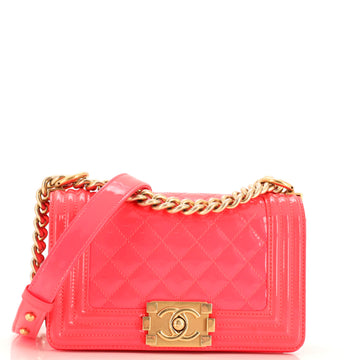Chanel Boy Flap Bag Quilted Patent Small