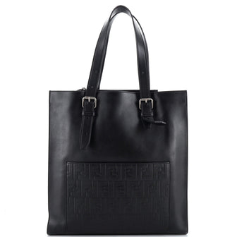 Fendi St. Zucca Slim Tote Leather with Embossed Zucca Detail