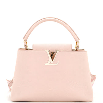 Louis Vuitton Capucines Bag Leather with Canvas Strap MM