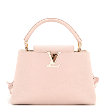 Louis Vuitton Capucines Bag Leather with Canvas Strap MM