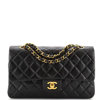 Chanel Vintage Classic Double Flap Bag Quilted Lambskin Medium