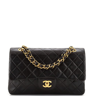 Chanel Vintage Classic Double Flap Bag Quilted Lambskin Medium