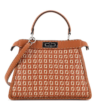 Fendi Selleria Peekaboo ISeeU Bag Leather and Zucca Raffia Medium