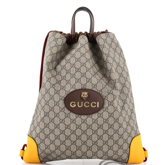 Gucci Neo Vintage Drawstring Backpack GG Coated Canvas Large