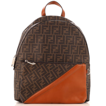 Fendi Front Pocket Backpack Zucca Coated Canvas and Leather