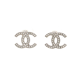 Chanel CC Stud Earrings Metal with Crystals
