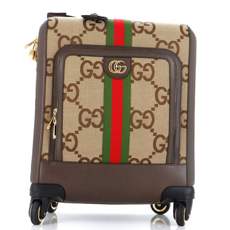 Gucci Savoy Web Cabin Trolley Rolling Luggage Jumbo GG Canvas and Leather