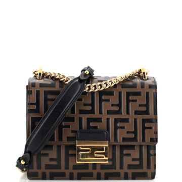 Fendi Kan U Shoulder Bag Zucca Embossed Leather Small