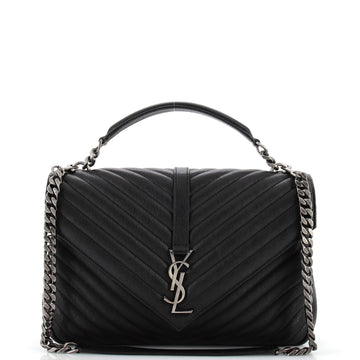 Saint Laurent Classic Monogram College Bag Matelasse Chevron Leather Large