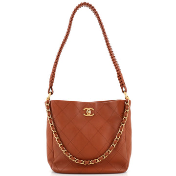 Chanel Braided Handle Hobo Quilted Lambskin Medium