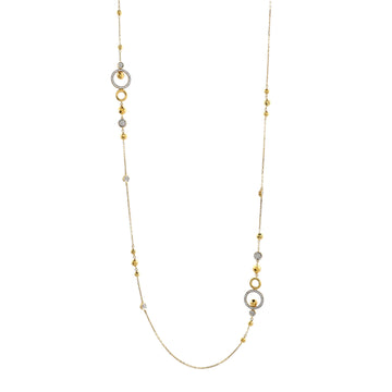 John Hardy Dot Hammered Sautoir Chain Necklace 18K Yellow Gold with Pave Diamonds Long