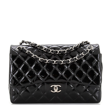 Chanel Classic Double Flap Bag Quilted Patent Jumbo