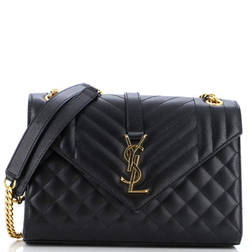 Saint Laurent Classic Monogram Envelope Satchel Mixed Matelasse Leather Medium