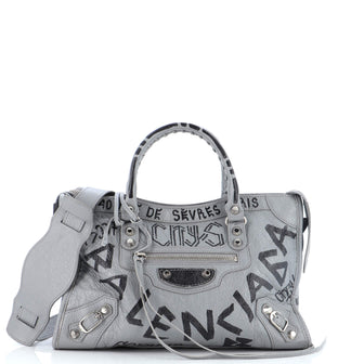 Balenciaga City Graffiti Classic Studs Bag Leather Small