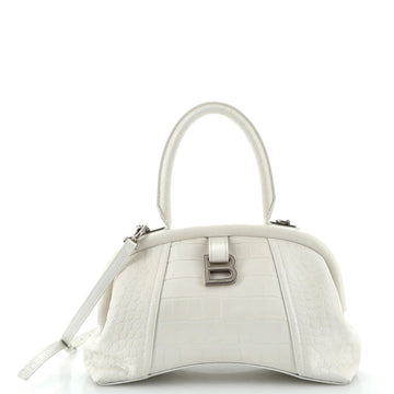 Balenciaga Editor Frame Top Handle Bag Crocodile Embossed Leather Small
