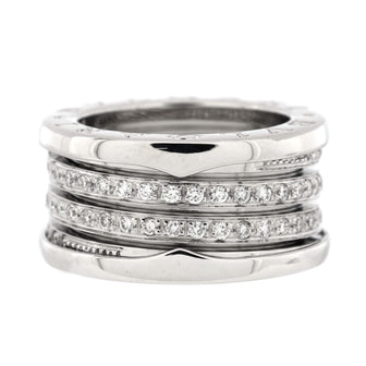 Bvlgari B.Zero1 Four Band Ring 18K White Gold and Pave Diamonds