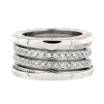 Bvlgari B.Zero1 Four Band Ring 18K White Gold and Pave Diamonds