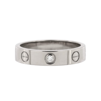 Cartier Love Wedding Band 1 Diamond Ring 18K White Gold with Diamond